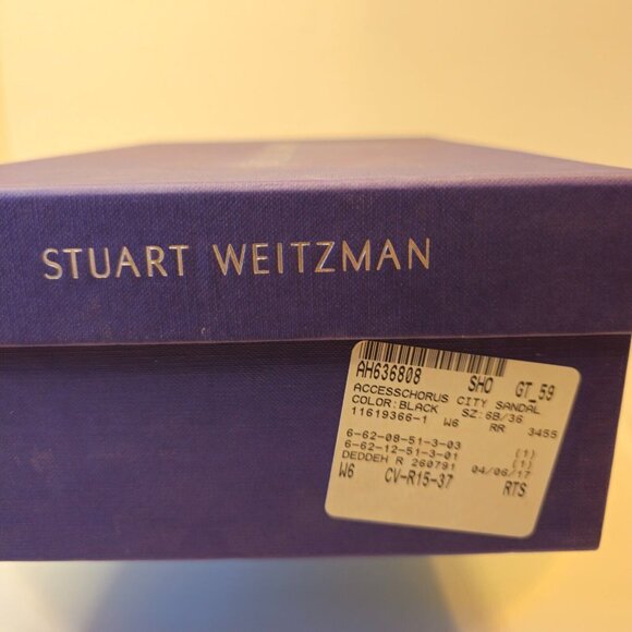 Stuart Weitzman Accesschorus Heeled Sandals Strap Stretc Black Size 6B/36 - Picture 9 of 12